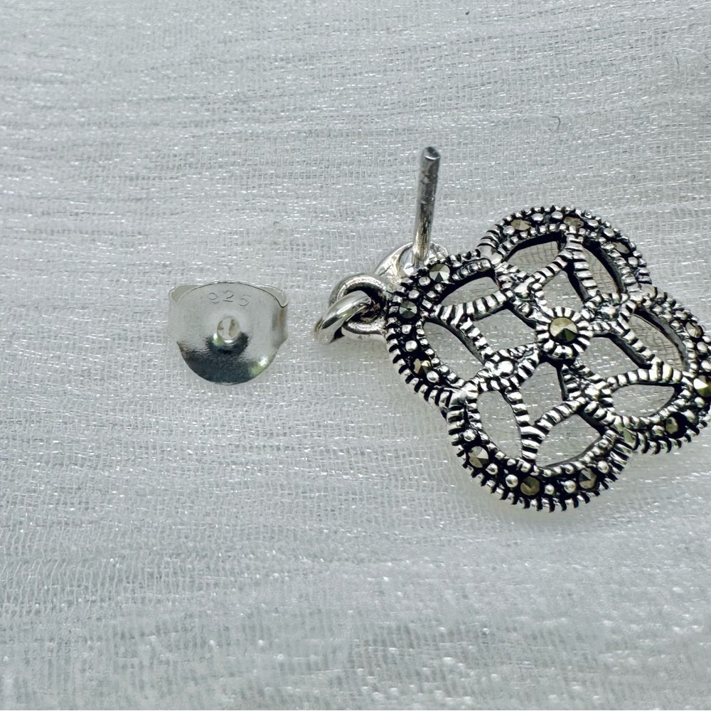 S925 Marcasite Flower Earrings