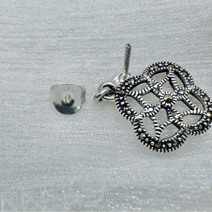 S925 Marcasite Flower Earrings