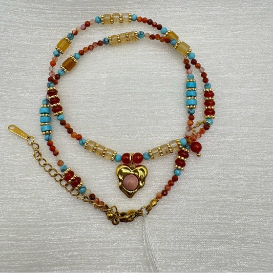 Turquoise, Carnelian, Citrine Necklace