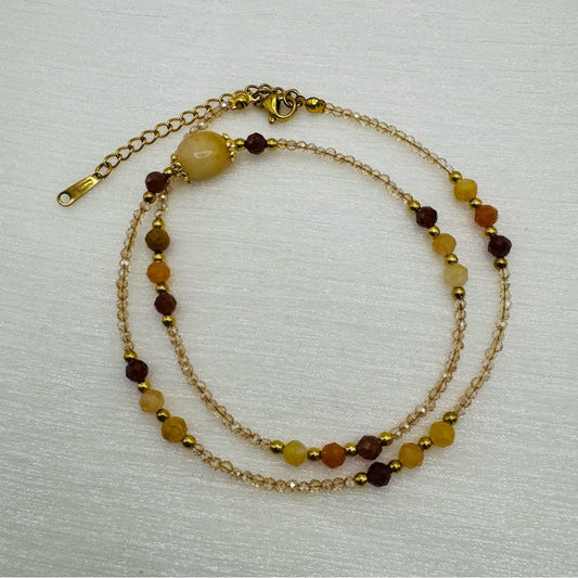 Yellow Jade and Carnelian Necklace