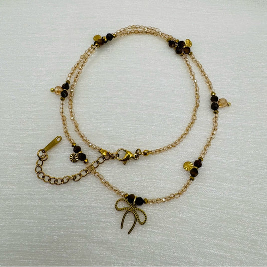 Mixed Gemstone with Bow Charm Necklace