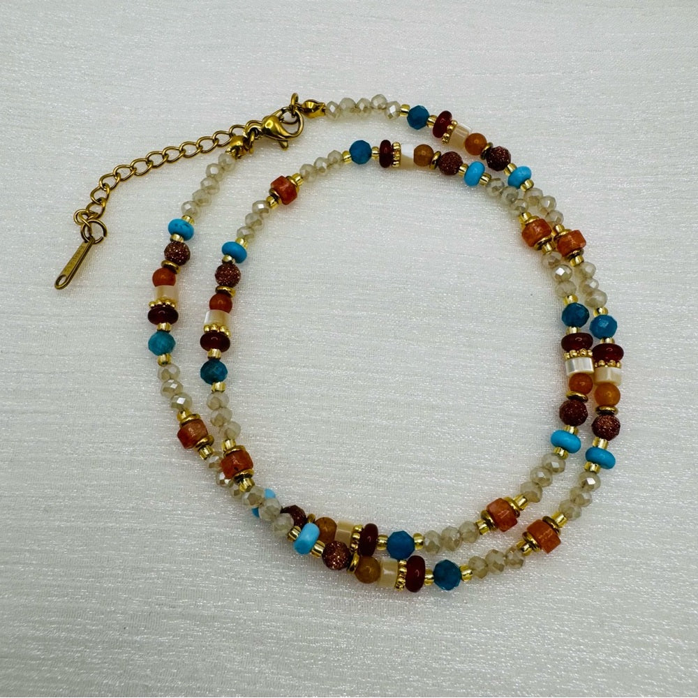 Sandstone, Garnet, Apatite and Mixed Gemstone Necklace