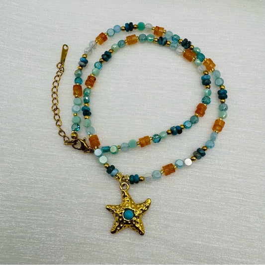 Mixed Gemstone with Star Necklace