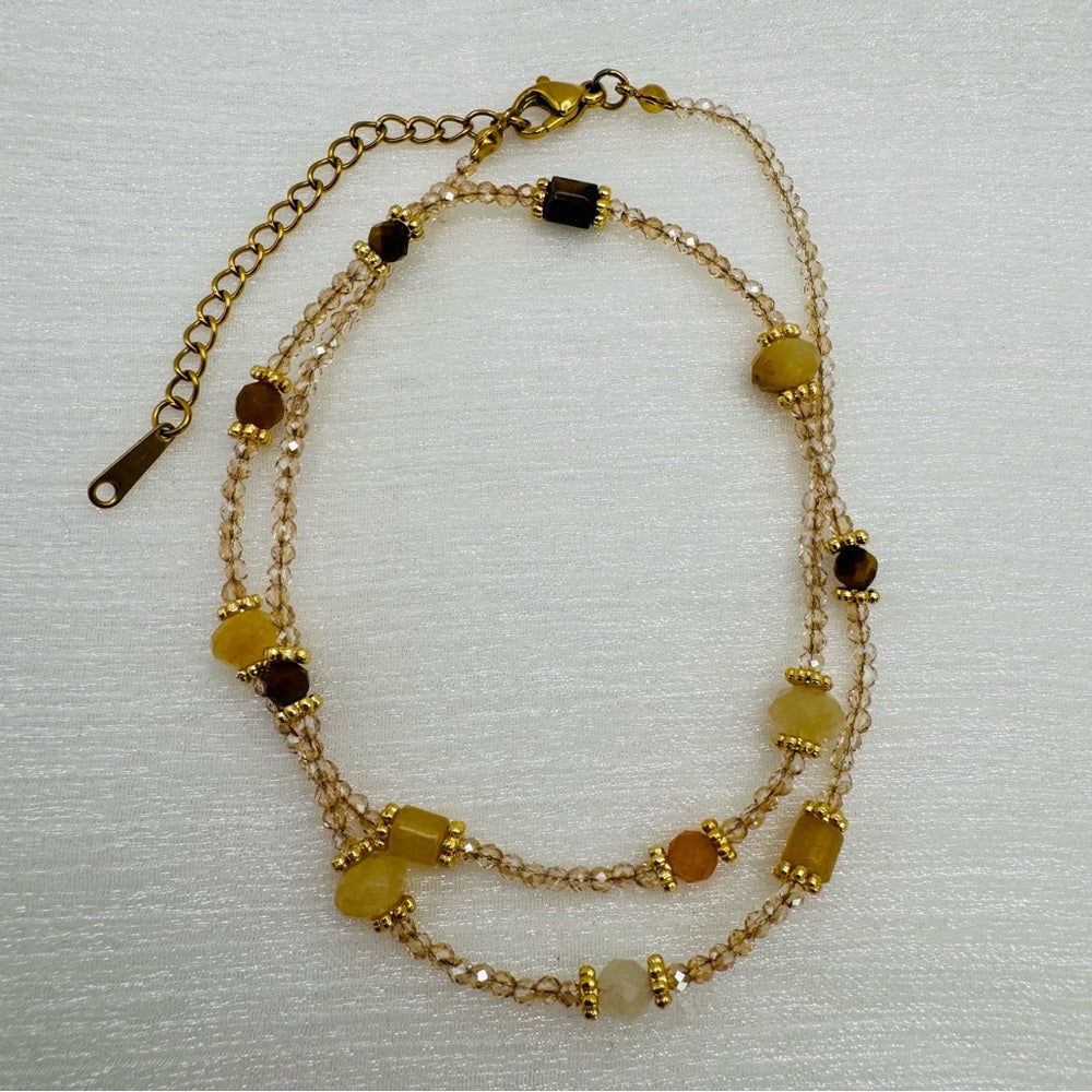 Citrine and Tigers Eye Mixed Gemstone Necklace