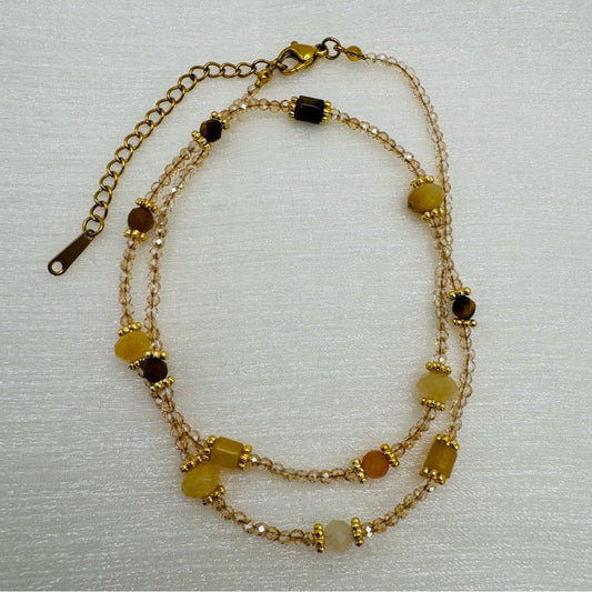 Citrine and Tigers Eye Mixed Gemstone Necklace