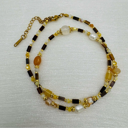 Mixed Gemstone and Freshwater Pearl Necklace