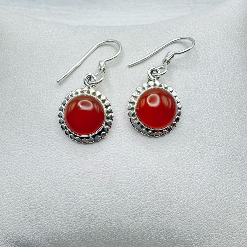 S925 Carnelian Dangle Earrings