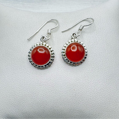 S925 Carnelian Dangle Earrings
