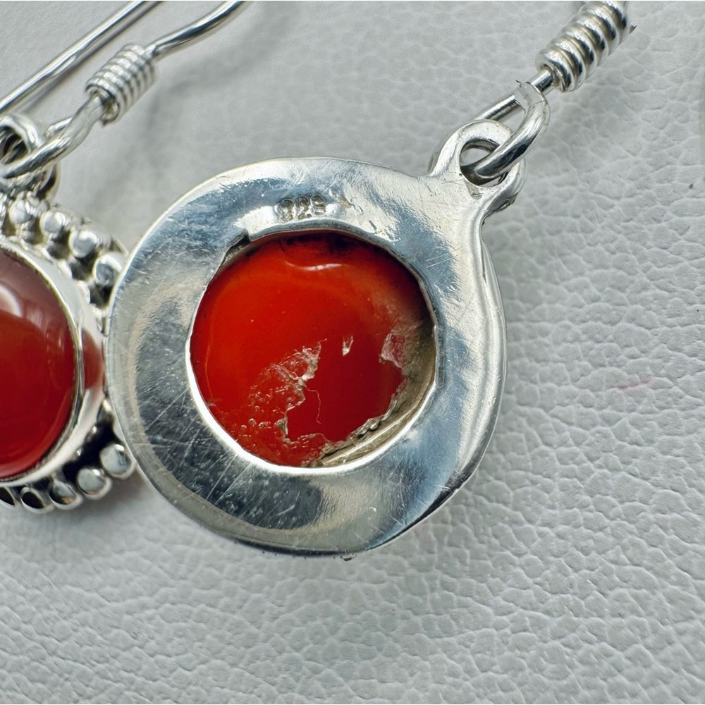 S925 Carnelian Dangle Earrings