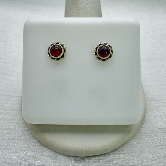 S925 Purple Garnet Circle Swirl Stud Earrings