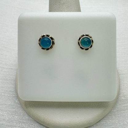 S925 Blue Chalcedony Swirl Earrings