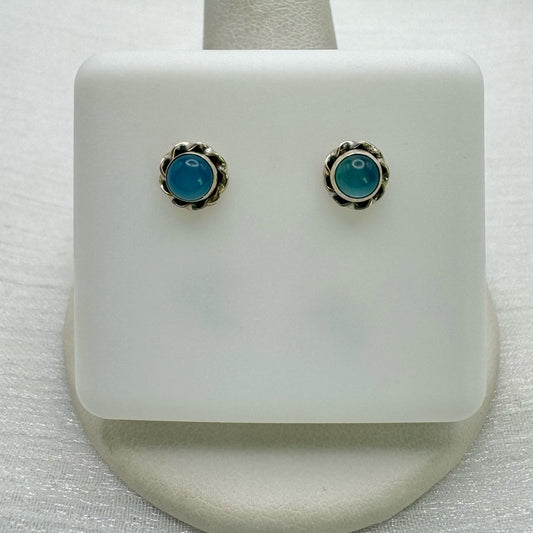 S925 Blue Chalcedony Swirl Earrings