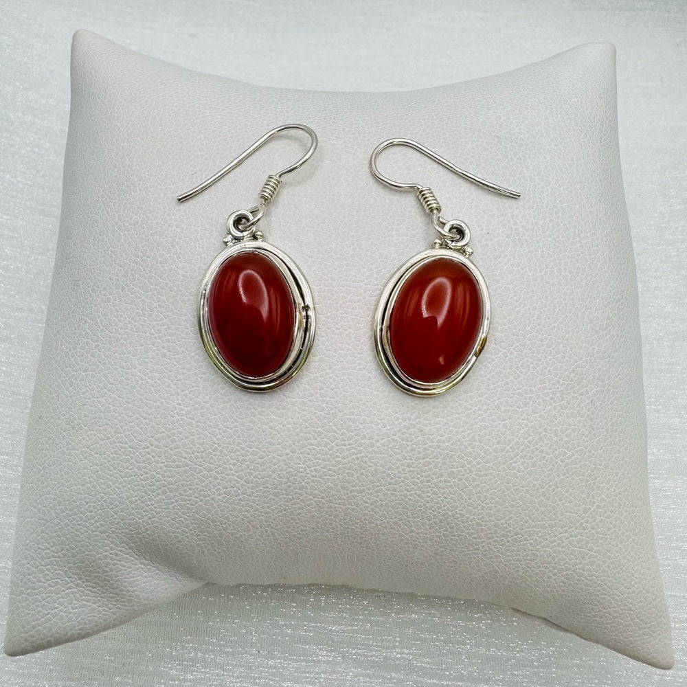 Carnelian Oval Dangle Earrings