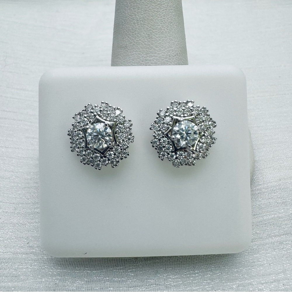 4.62 CT Total Moissanite Flower Stud Earrings