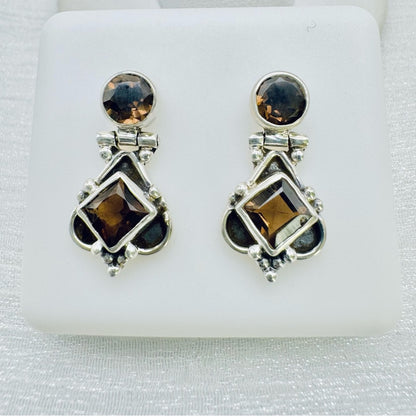 S925 Smoky Quartz Earrings