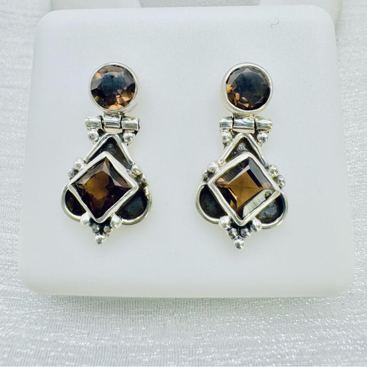 S925 Smoky Quartz Earrings