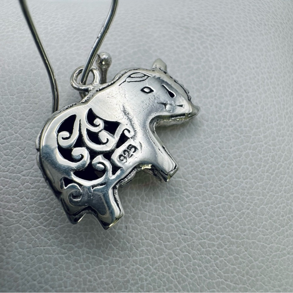 S925 Pink Tourmaline Elephant Dangle Earrings