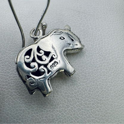 S925 Pink Tourmaline Elephant Dangle Earrings