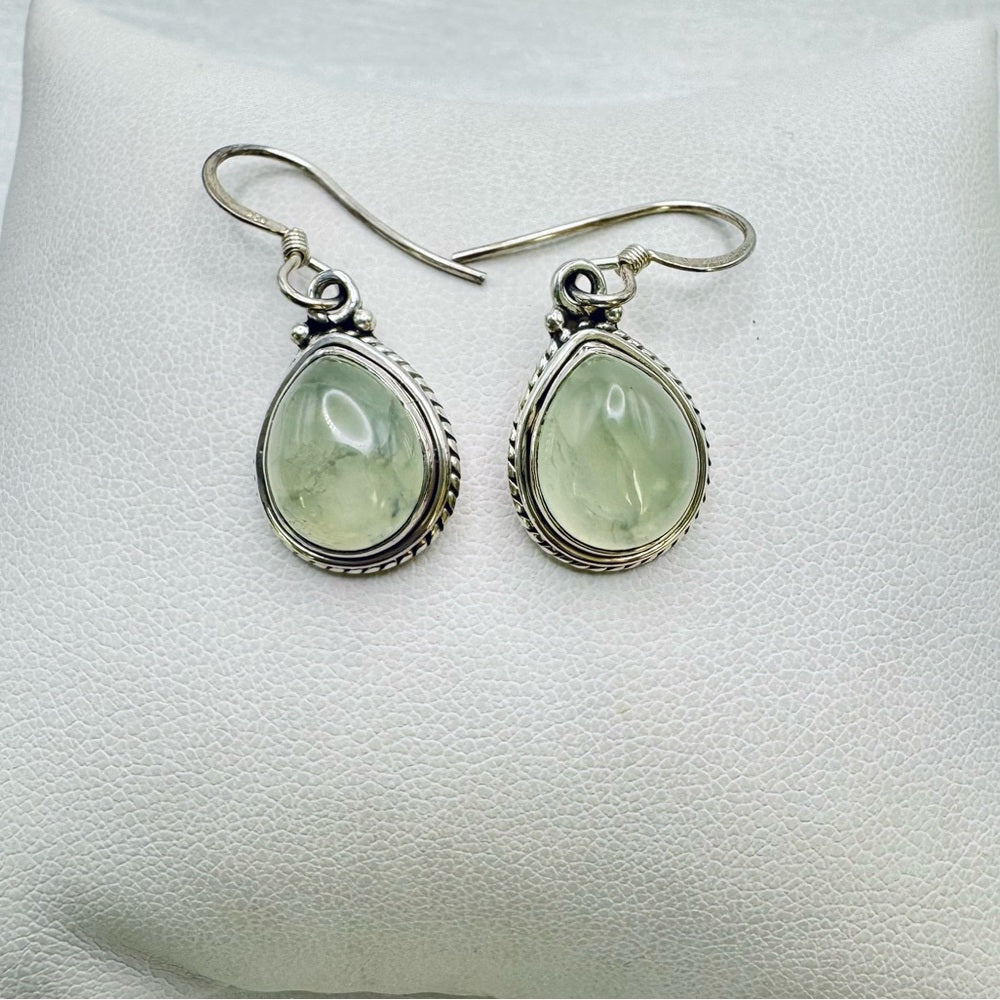 S925 Prehnite Teardrop Earrings