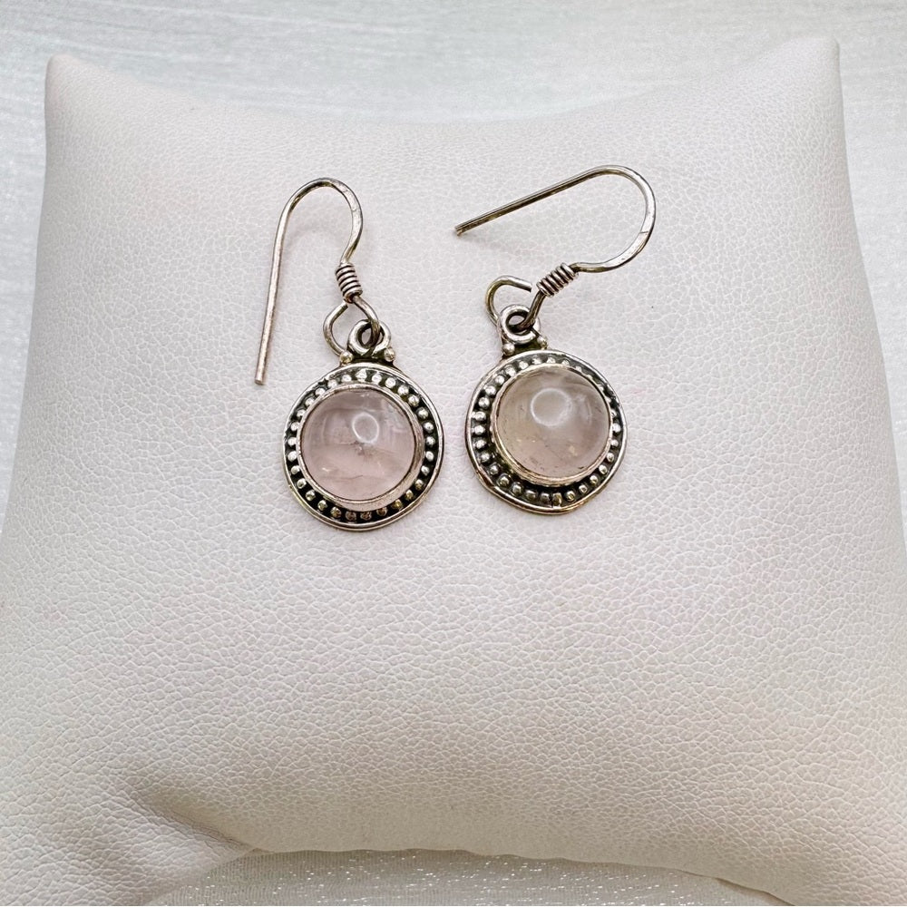 S925 Rose Quartz Dangle Earrings