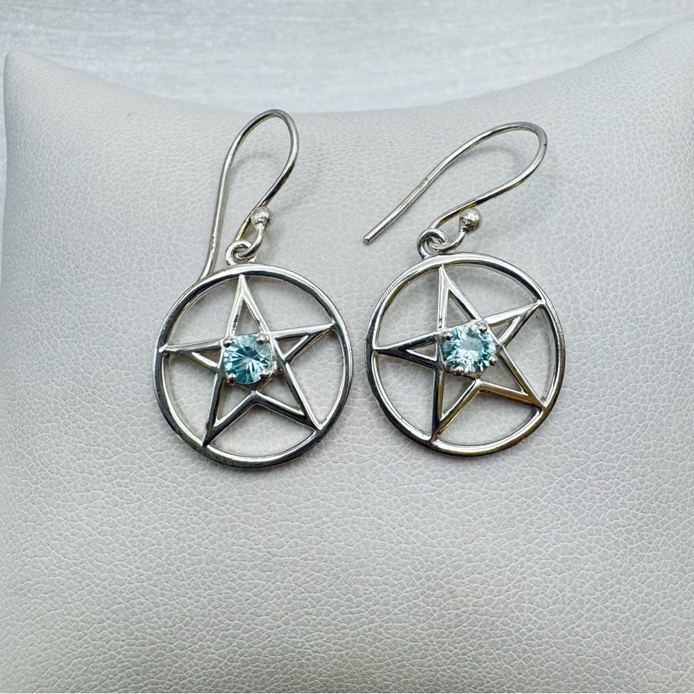 Swiss Blue Topaz Silver Star Earrings