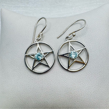 Swiss Blue Topaz Silver Star Earrings