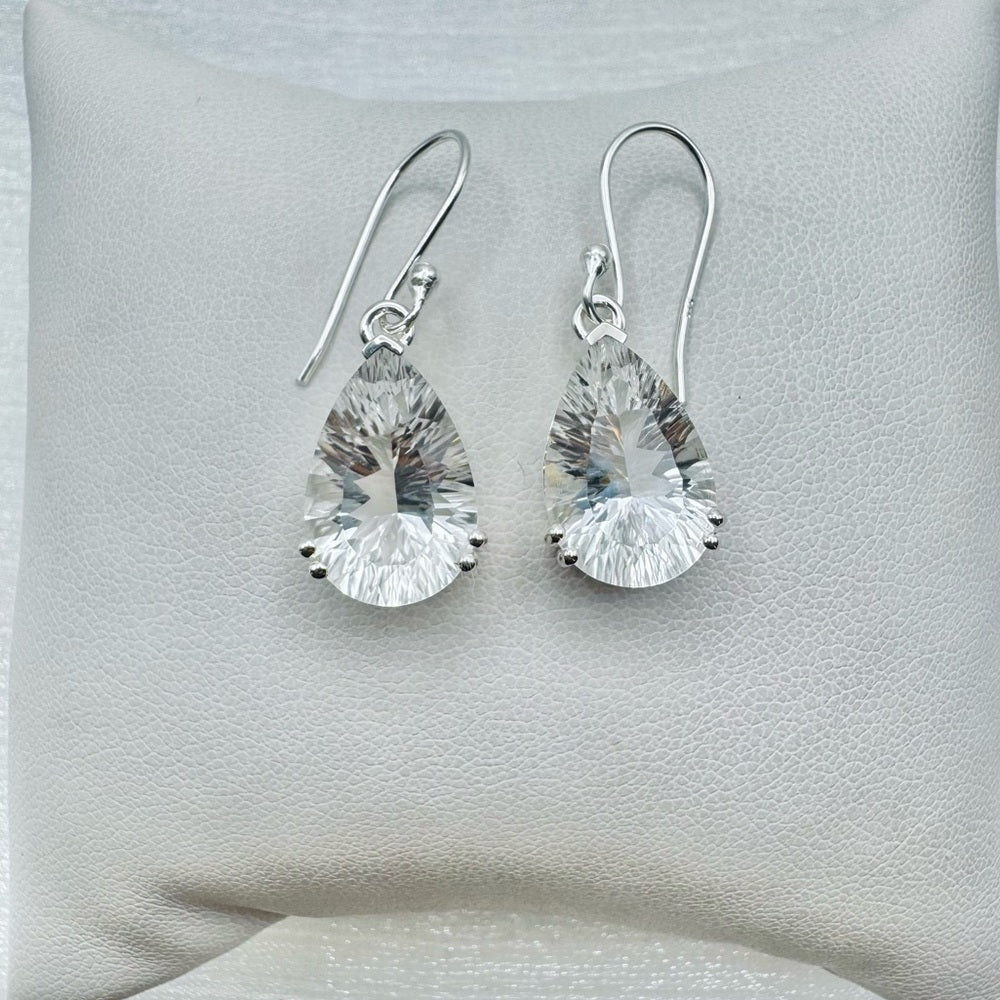 S925 Clear Quartz Crystal Drop Earrings