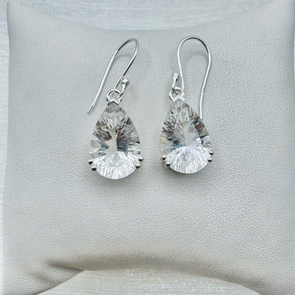 S925 Clear Quartz Crystal Drop Earrings