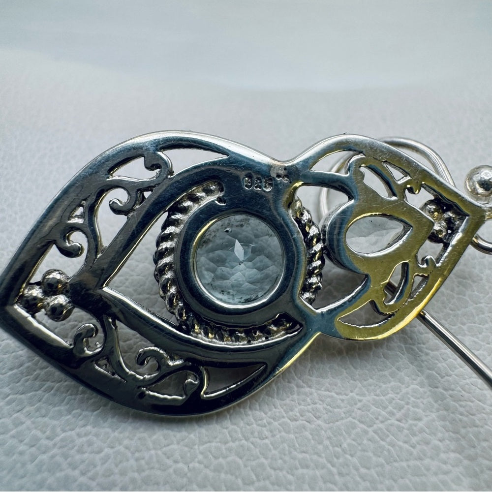 S925 Swiss Blue Topaz Dangle Earrings