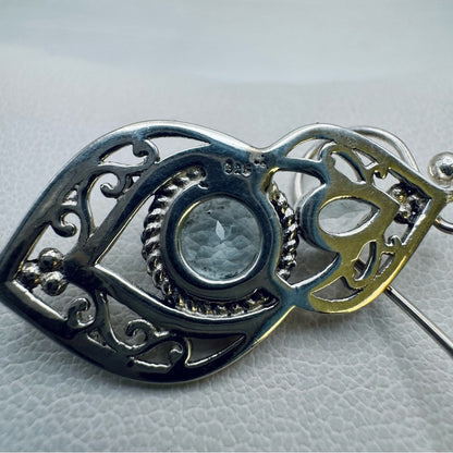 S925 Swiss Blue Topaz Dangle Earrings