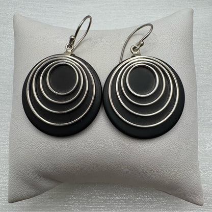 S925 Black Onyx Halo Earrings