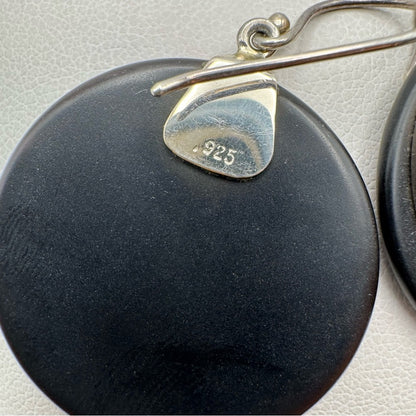 S925 Black Onyx Halo Earrings