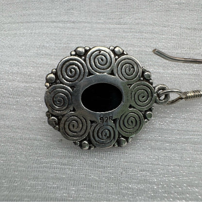 S925 Black Onyx Dangle Earrings