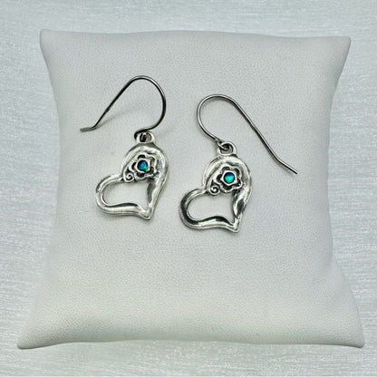 S925 Australian Opal Heart Earrings