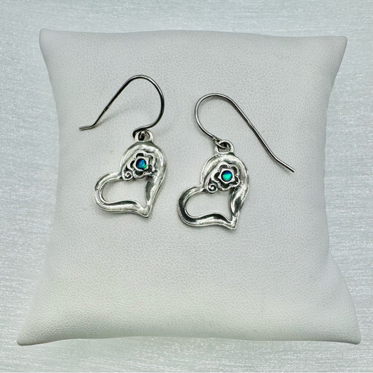 S925 Australian Opal Heart Earrings