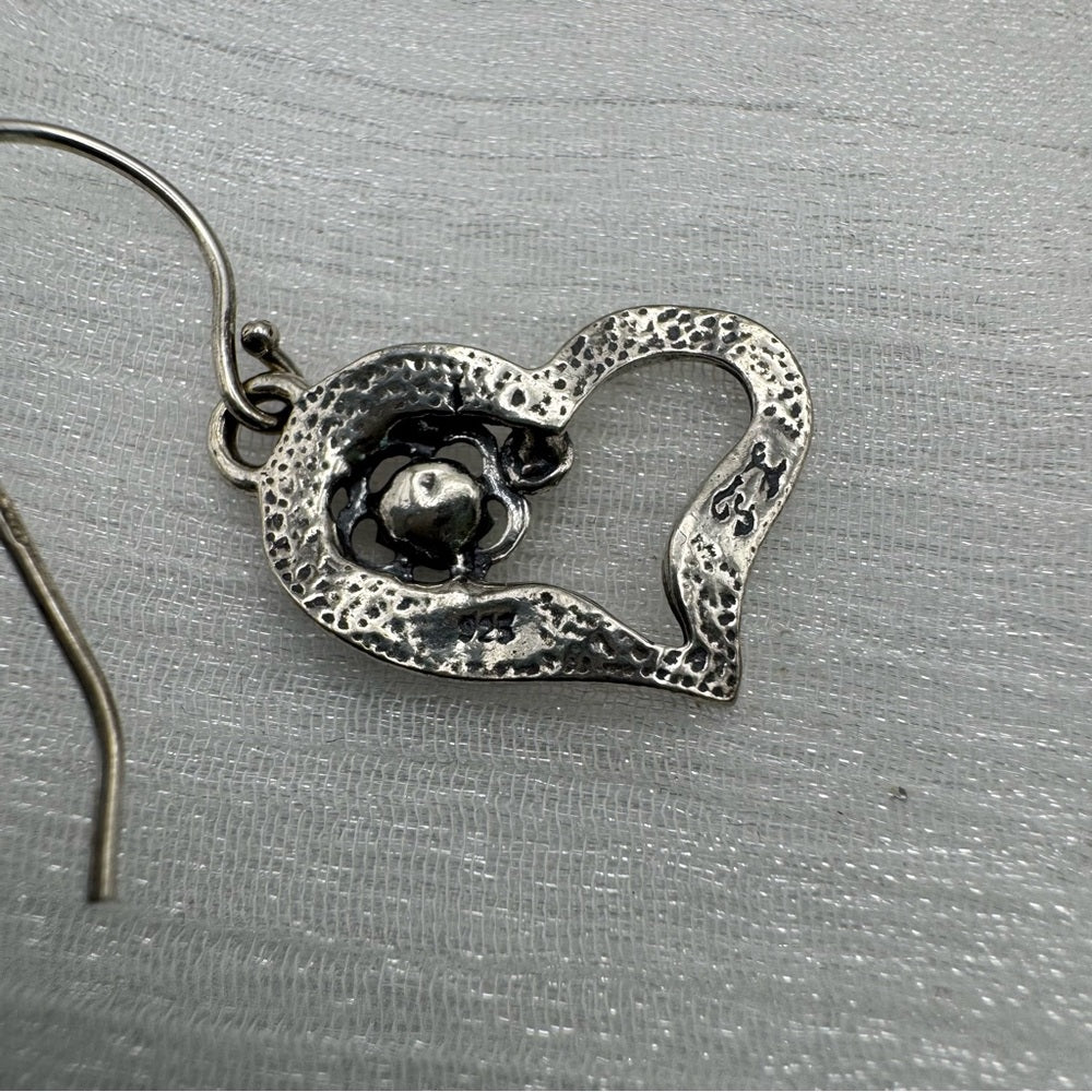 S925 Australian Opal Heart Earrings