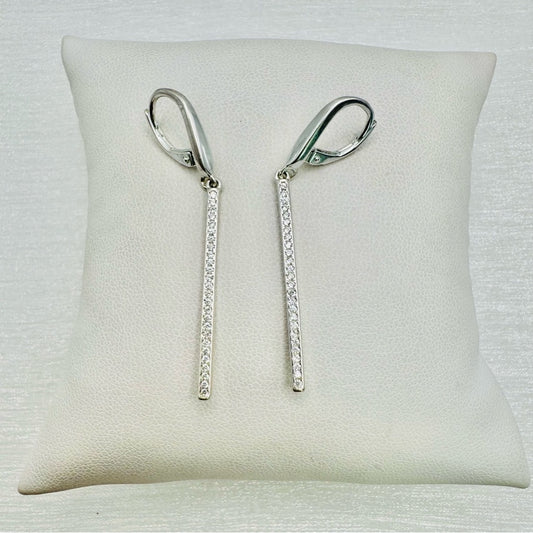 Silver Pavé Dangle Earrings