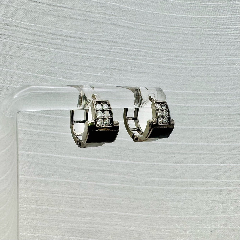 S925 Black Onyx Huggies