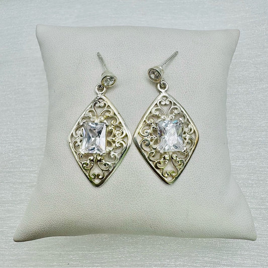 Silver Scroll Dangle Earring