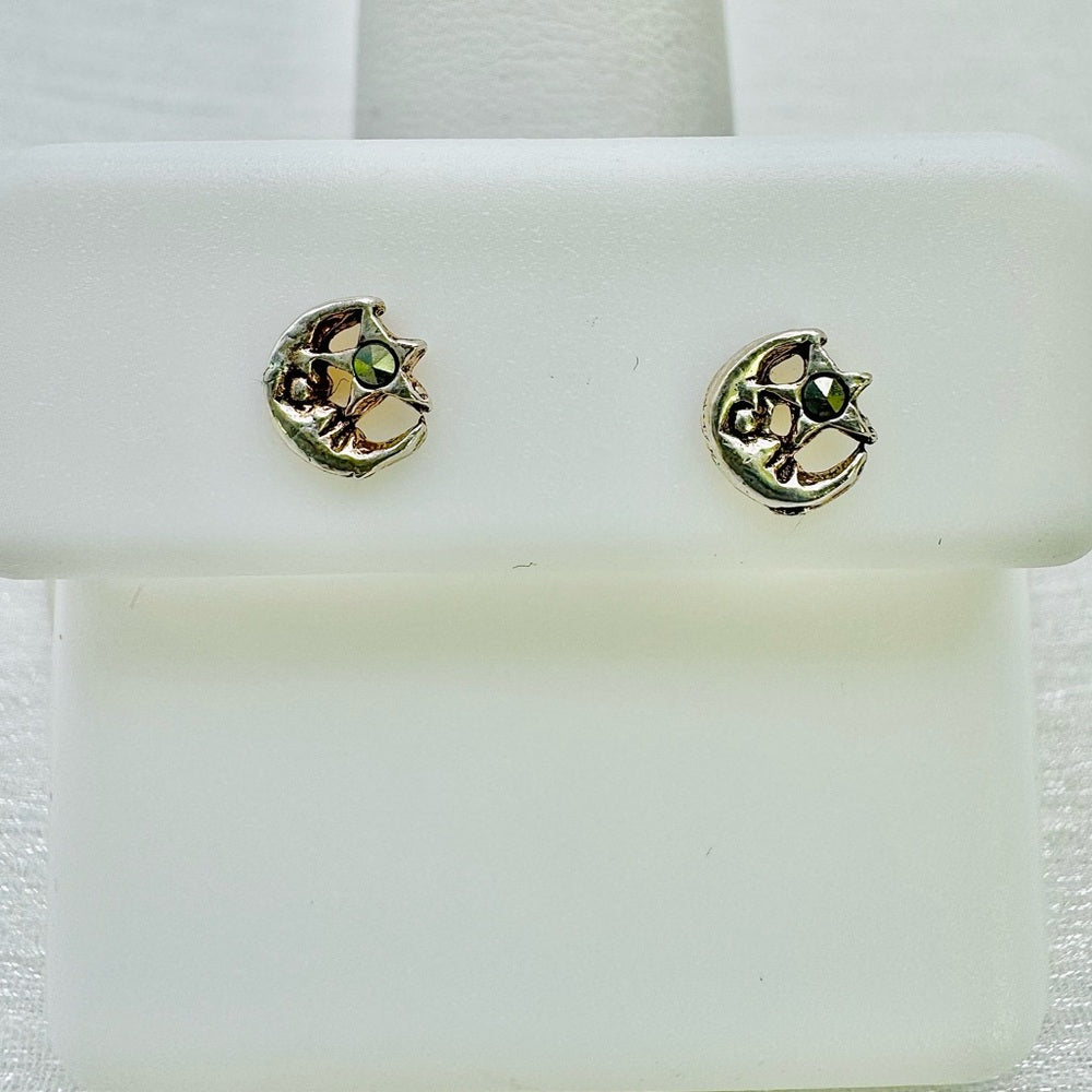 Marcasite Moon and Star Baby Stud Earrings