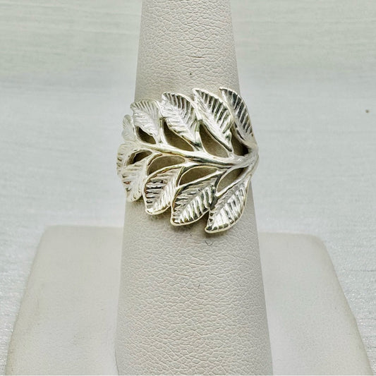 S925 Leaf Band Ring