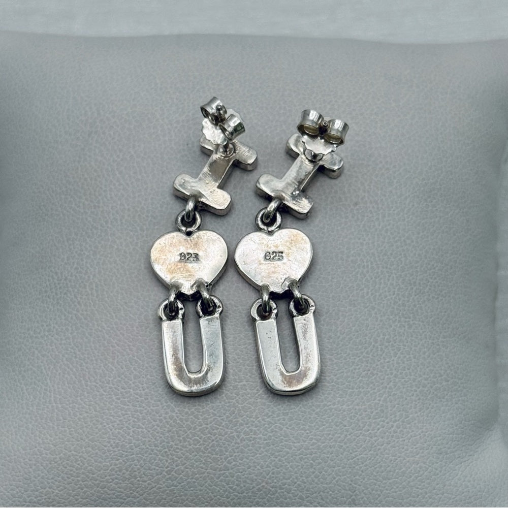 S925 I 🖤 U Marcasite Dangle Earrings