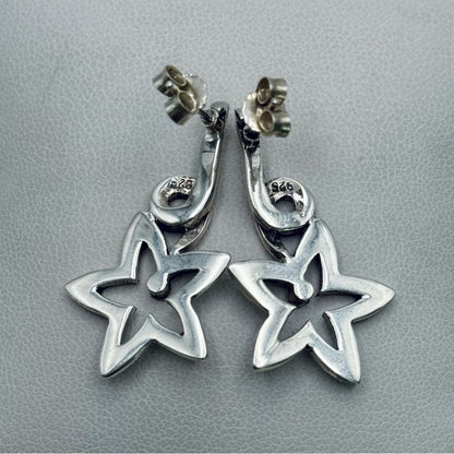 S925 Marcasite Flower Dangle Earrings