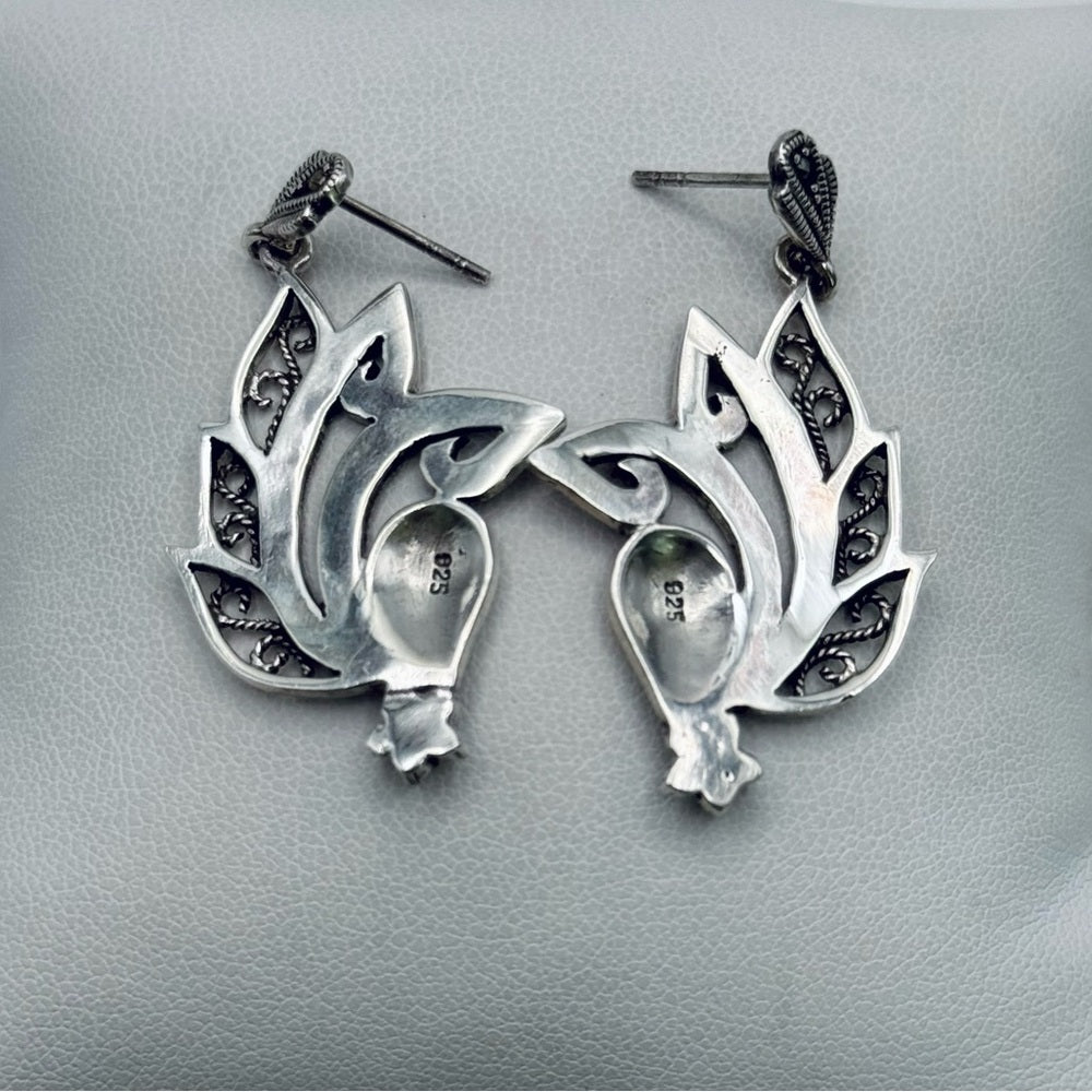 S925 Marcasite Bird Dangle Earrings