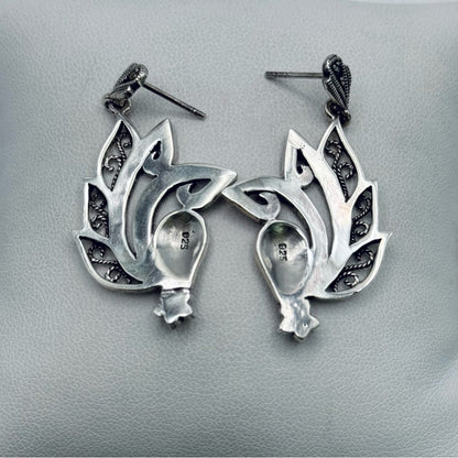 S925 Marcasite Bird Dangle Earrings