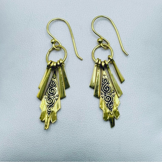 S925 Gold Plated Celestial Swirl Dangle Earrings