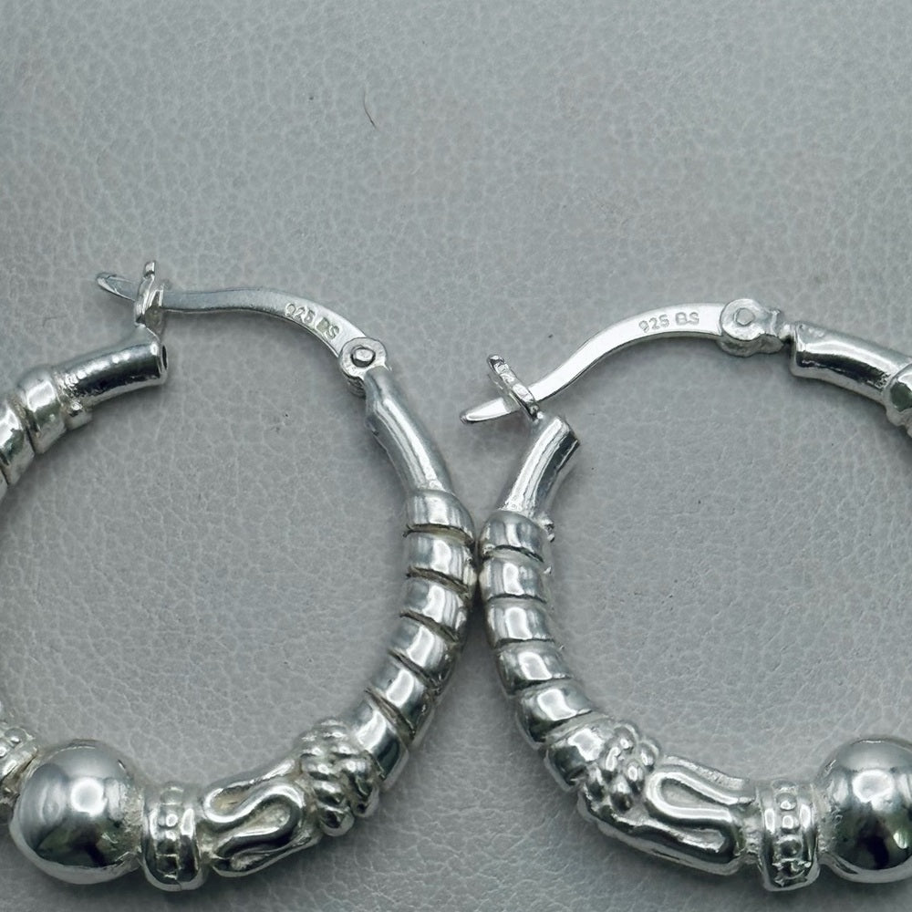 Silver Twist Hoop Earrings