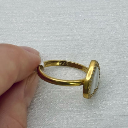 S925 Gold Plated Mother of Pearl Heart Ring
