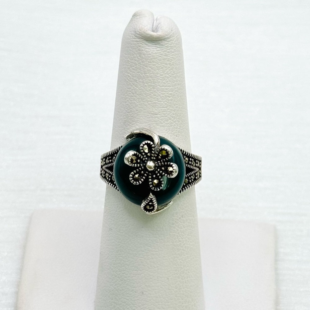 S925 Marcasite Flower Wrap Ring