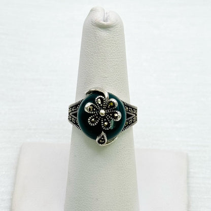 S925 Marcasite Flower Wrap Ring